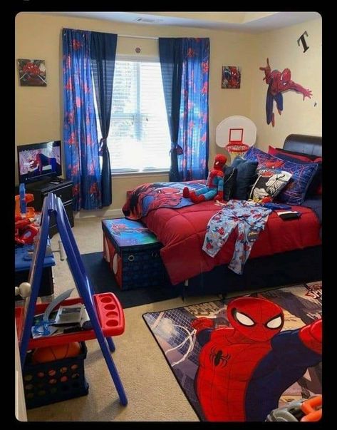 Spider Man Bedroom Ideas, Toddler Boy Room Themes, Spiderman Room Decor, Spiderman Bedroom, Boy Room Themes, Spiderman Room, All Spiderman, Toddler Boy Room Decor, Boys Bedroom Makeover