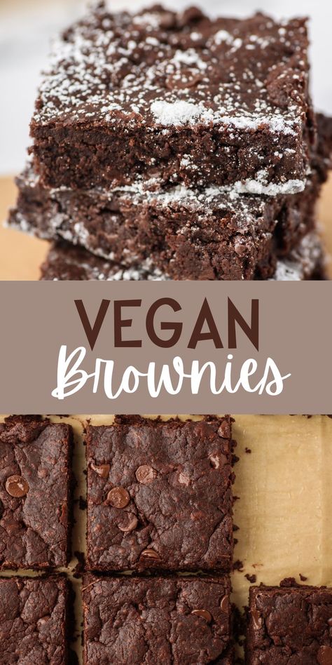 Vegan Brownies are an easy one bowl brownie recipe without butter or weird ingredients - NO BEANS! These are fudgy brownies you'll love.