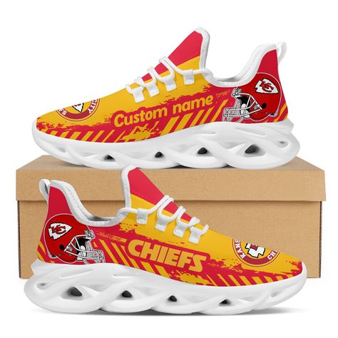 Kansas City Chiefs Logo Custom Name In Red And Yellow 3D Max Soul Sneaker Shoes Personalized Shoes Sikhiarts Store Check more at https://marykun.com/product/kansas-city-chiefs-logo-custom-name-in-red-and-yellow-3d-max-soul-sneaker-shoes-personalized-shoes-sikhiarts-store-4455/ Kansas City Chiefs Logo, Helmet Logo, Chiefs Logo, Nfl Football Teams, Chiefs Football, American Football Team, Athletic Looks, Kansas City Chiefs, Nfl Football