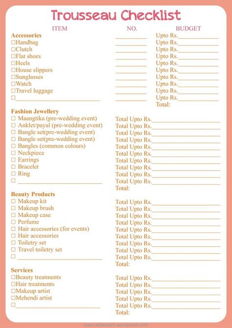 Ultimate Guide To Help You Set Up Your Wedding Trousseau! Indian Wedding Planning Checklist, Bridal List, Wedding Budget List, Wedding Planning Checklist Printable, Wedding Checklist Printable, Wedding Planner Binder, Wedding Planner Printables, Wedding List, Indian Wedding Planning