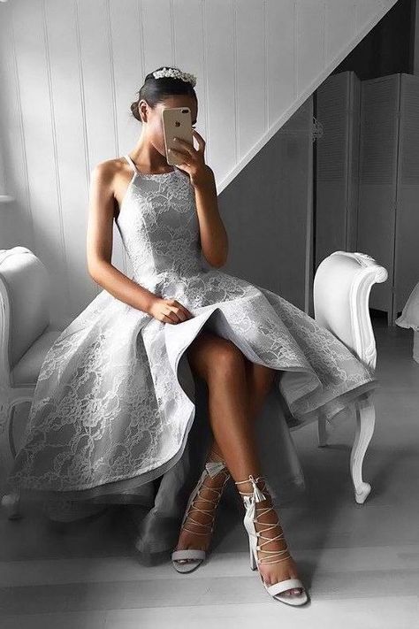 Asymmetrical Prom Dress, High Low Prom Dress, Silver Prom Dress, Classic Prom Dress, High Low Prom Dresses, Prom Dresses 2018, Spaghetti Strap Prom Dress, Short Homecoming Dresses, Prom Dresses 2020