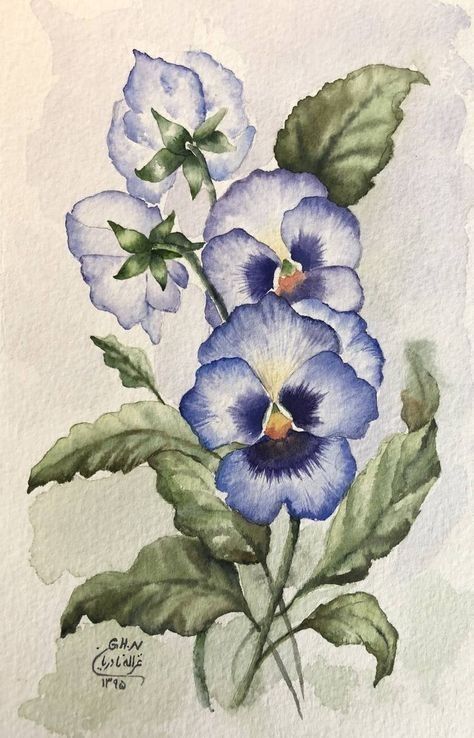 Paper Violets, Violets Flower, Watercolor Pansies, Dancing Flowers, Pouch Design, Watercolor Paintings For Beginners, Flower Art Drawing, Art Realism, Diy Watercolor Painting