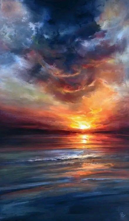 Dark Sunset Painting, Big Paintings, Dark Paintings, Nature Light, Art Aesthetics, Seascape Canvas, Large Oil Painting, Seascape Art, Poetry Images