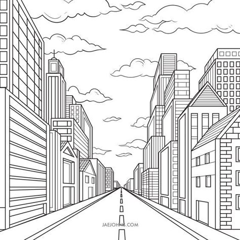 One Perspective Drawing, Learn Anatomy, 1 Point Perspective, Cityscape Drawing, Perspective Drawing Architecture, Art Assignments, Learning To Draw, One Point Perspective, Animal Drawings Sketches