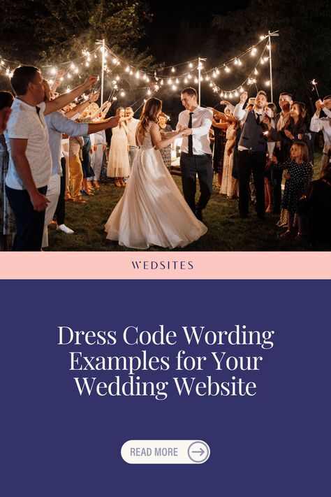 From elegant black tie galas to relaxed cocktail gatherings, clear communication about dress code is crucial for guest comfort. There’s a fine line between gentle guidance and being demanding when sharing dress code details! Unsure how to communicate dress code to guests? Read our tips and examples for your wedding website. Wedding Guest Attire Guide Dress Codes, Dress Codes For Weddings, Formal Wedding Dress Code, Wedding Dress Code Wording, Wedding Dress Code Guide, Clear Dress, Big Sky Wedding, Wedding Dress Code, Cocktail Dress Code