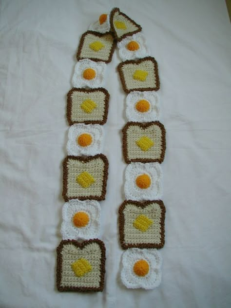 Soft Breakfast, Toast With Butter, Eggs And Toast, Crochet Food, Fun Crochet Projects, Crochet Diy, Diy Crochet Projects, Yarn Projects, Breakfast Time