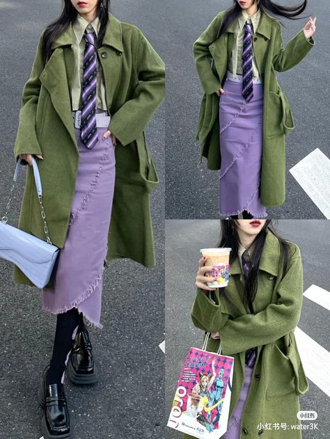 Green Female Outfits, Purple And Green Aesthetic Outfit, Purple And Green Fashion, Blue And Green Outfit Aesthetic, Object Refrences, Purple And Green Outfits, Purple Green Outfit, Purple And Green Outfit, Green And Purple Outfit