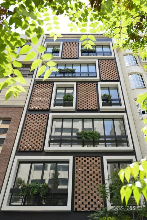 Apartment no.135,© Farshad Kazerooni, Azin Soltani Residential Architecture Apartment, Apartments Exterior, Facade Architecture Design, Residential Building Design, Casa Vintage, Brick Architecture, Apartment Architecture, Modern Architecture House, Building Facade