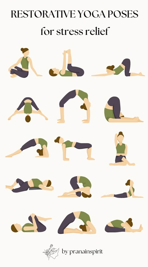 Restorative yoga poses for stress relief and alignment  #yoga #yogasequence #sunsalutation #surianamaskara #yogaposes #hathayoga #mindfulness #meditation #restorativeyoga #calmingyogaposes #stressrelief #selfcare Yoga For Inflammation, Yoga Restorative Poses, Yoga For Gas, Yoga For Anger, Yoga At Work, Yoga Restorative, Restorative Yoga Sequence, Yoga Meme, Therapeutic Yoga