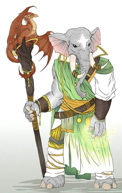 Dnd Loxodon Art, Dnd Elephant, Loxodon Monk, Loxodon Paladin, Loxodon Druid, Loxodon Dnd, Dnd Druid, Character Commission, Dnd Races