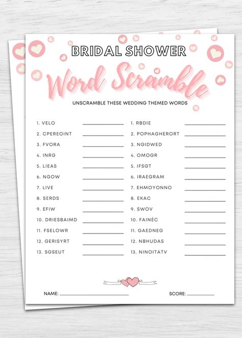 Bridal Shower Games Free Printables, Bridal Shower Word Scramble, Couple Shower Games, Text Ideas, Fun Bridal Shower Games, Hen Party Games, Word Search Games, Bridal Shower Printables, Printable Bridal Shower Games