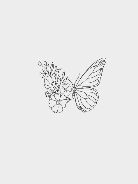 #tattoo #tattooideas #tattoosforwomen Aesthetic Butterfly Outline, Butterfly On Back Of Arm Tattoo, Butterfly Tattoo Outline, Tattoo Papillon, Word Tattoo Ideas, Butterfly With Flowers, Minimal Tattoo Designs, Butterfly With Flowers Tattoo, Small Girly Tattoos