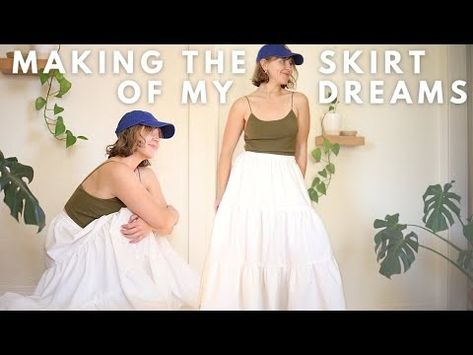 tiered maxi skirt tutorial (+ thrift haul!) - YouTube Maxi Skirt Sewing Tutorial, Tiered Skirt Tutorial, Ruffle Skirt Sewing Pattern, Sewing Maxi Skirt, Tiered Maxi Skirt Pattern, Sew Maxi Skirt, Diy Tiered Skirt, Maxi Skirt Diy, Sew Maxi Skirts