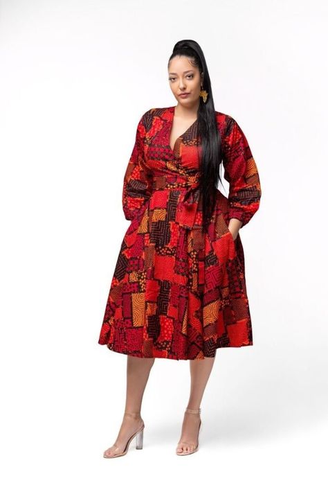 Wrap Ankara Dress, Ankara Wrap Dress Styles, Ankara Wrap Dress, Ankara Midi Dress, Ankara Maxi Dress, Ankara Styles For Women, Wrap Dress Styles, Trendy Maxi Dresses, Dress African Print