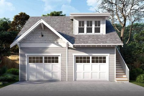 Car Garage Plans, Garage With Apartment, Craftsman Garage, Garage Apartment Plan, Garage Guest House, Carriage House Plans, Garage Loft, Garage Addition, Garage Apartment Plans