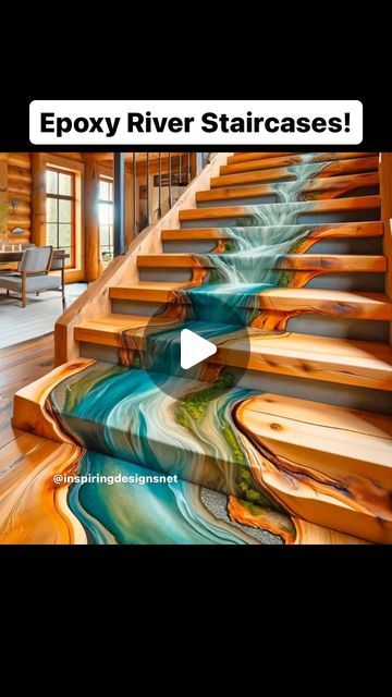 Epoxy Stairs, Ocean Interior Design, Epoxy Furniture, My Own Space, House Styling, Woodworking Art, Epoxy Flooring, River Bed, Hidden Rooms