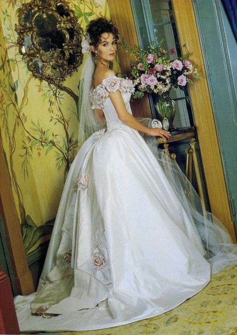 Vintage gown by Ron Lovece, circa 1990's Wedding Dresses 90s, 90s Wedding Dress, 90s Wedding, Wedding Dresses Vintage Princess, Wedding Dress Designers, Bridal Gowns Vintage, Victorian Wedding, Wedding Gowns Vintage, Vintage Gowns