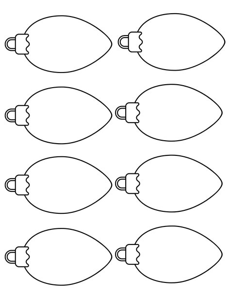 Our free printable Christmas light templates are perfect for making all kinds of different Christmas crafts and decor ideas during the holiday season. This free printable includes 5 different sizes of Christmas bulb templates that you can download and print quickly and easily. Head on over to our website to download our Christmas light stencils and start making Christmas crafts right away. Free Printables Christmas Templates, Felt Letter Template Free Printable, Template For Christmas Ornaments, Christmas Bauble Template, Christmas Printouts, Diy Christmas Decorations Cricut, Christmas Light Bulb Svg, Printable Christmas Patterns, Simple Christmas Silhouette Images