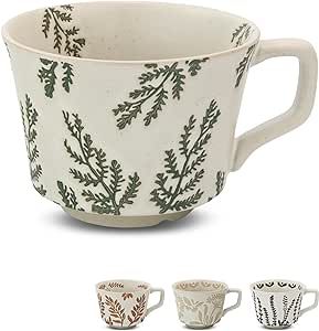 LINVIA Ceramic Coffee Mug, 12 oz Novelty Unique Tea Cup with Big Handle, Perfect for Mocha Latte Cappuccino Espresso, Best Gifts for Women and Men, Leaf Ceramic Cup Ideas Design, Leaf Mug, Unique Tea Cups, Book Mug, Tea Cup Design, Holiday Mugs, Quiet Morning, Handmade Mugs, Small Gathering