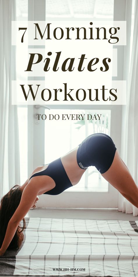 7 Morning Pilates Workouts - Her Highness, Hungry Me Morning Pilates, Full Body Pilates Workout, Pilates Bar, Pilates Workout Videos, Pilates Workout Plan, Wall Pilates, Pilates Workout Routine, Pilates Reformer Exercises, Pilates At Home