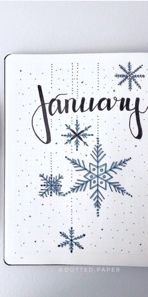 January Bullet Journal Journal January Cover, Bullet Journal January Cover, January Bullet Journal Cover, January Bujo, Bullet Journal Spread Ideas, Journal Spread Ideas, Journal January, Bujo Spreads, December Bullet Journal