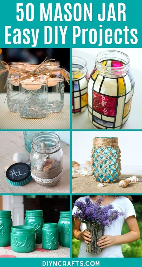 Mason Jar Decorating, Diy Chandeliers, Easy Mason Jar Crafts Diy, Wall Sconces Diy, Easy Mason Jar Crafts, Crafts With Glass Jars, Mason Jar Projects, Jar Centerpieces, Jar Decor