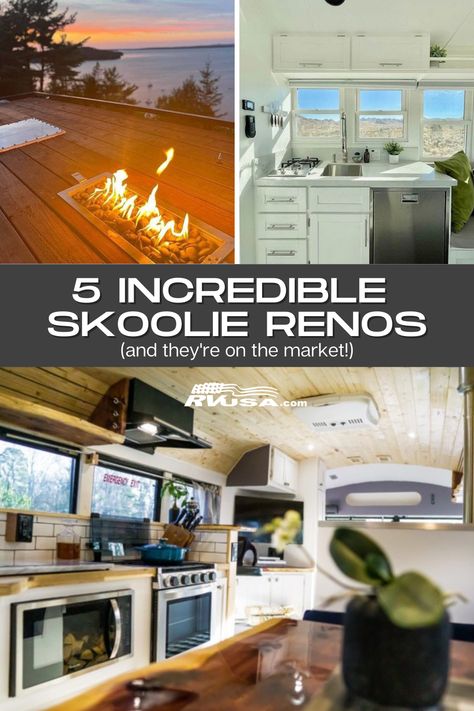 Skoolie Renos You Have to See School Bus Rv Conversion, Bus Renovation, Skoolie Life, Conversion Vans For Sale, School Bus Tiny House, Custom Rv, Converted School Bus, Bus Conversions, Types Of Ceilings