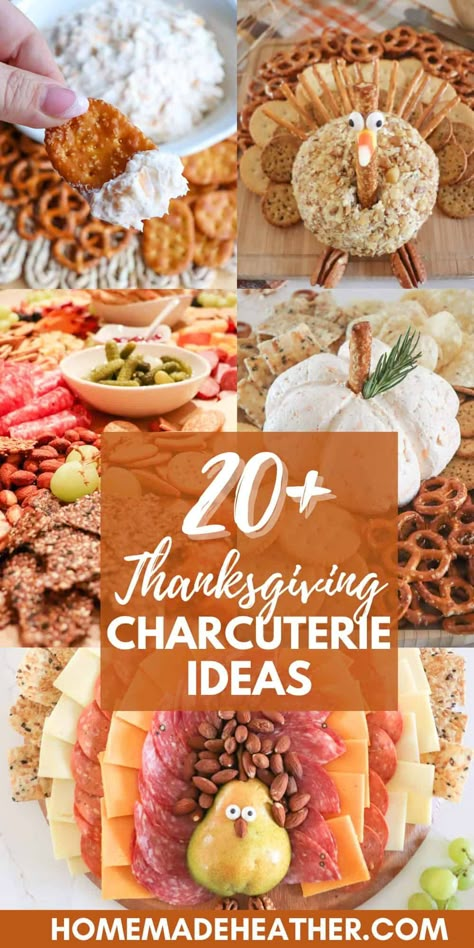 Create a Thanksgiving charcuterie board masterpiece with a blend of seasonal cheeses, cured meats, fruits, nuts, and artisanal crackers for a festive feast! Cajun Andouille Sausage Recipes, Thanksgiving Charcuterie Board Dessert, Thanksgiving Charcuterie Board Ideas, Charcuterie Board Dessert, Gourmet Crackers, Baked Buffalo Cauliflower Bites, Turkey Veggie Tray, Crockpot Drinks, Turkey Cheese Ball