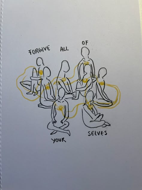 Forgiveness Drawing Art, Forgive Aesthetic, Forgive All Of Yourselves, Psychology Drawing Illustrations, Painting Of Overthinking, Drawings About Healing, Self Growth Drawing, Healing Art Drawing, Healing Drawing Ideas