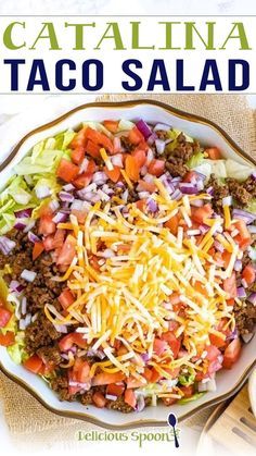 Catalina Taco Salad, Homemade Catalina Dressing, Easy Taco Salad Recipe, Catalina Dressing, Mexican Salad Recipes, Taco Salad Recipe, Taco Toppings, Mexican Salads, Taco Salads