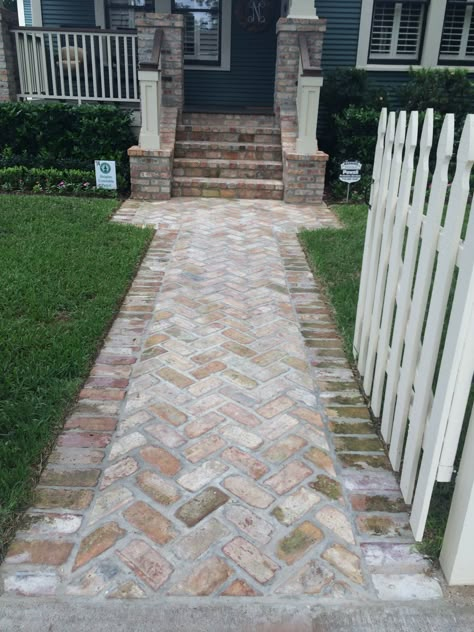 Brick Walkways, Brick Sidewalk, Front Path, Chicago Brick, Brick Pathway, Walkway Landscaping, Paver Walkway, Brick Path, Brick Walkway