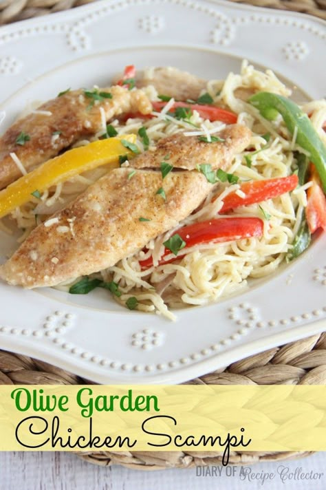 Copycat Olive Garden Chicken Scampi Olive Garden Chicken Scampi, Copycat Olive Garden Chicken, Olive Garden Recipe, Chicken Scampi Recipe, Chicken Scampi, Olive Garden Chicken, Copycat Olive Garden, Resep Pasta, Olive Garden Recipes