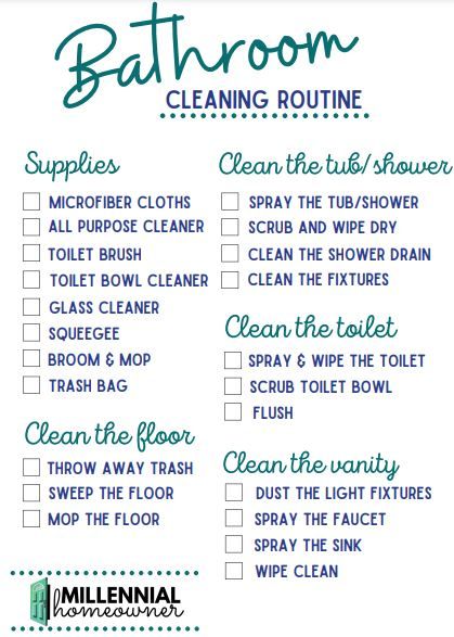 Cleaning Bathroom Checklist, Bathroom Checklist, Bathroom Cleaning Checklist, Household Cleaning Schedule, Organizing Business, Cleaning Supplies List, Deep Cleaning Checklist, Cleaning Schedule Printable, Bathroom Cleaning Supplies