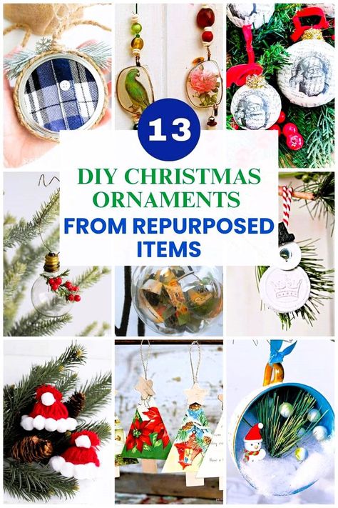 These repurposed Christmas ornaments will have you looking for things around your home to make into Christmas ornaments. What To Do With Old Ornaments, Upcycled Ornaments Diy, Ornaments From Old Clothes, Repurposed Christmas Ornaments, Upcycle Christmas Ornaments, Upcycled Christmas Ornaments, Upcycled Ornaments, Dyi Christmas Ornaments, Merry Christmas Ornaments