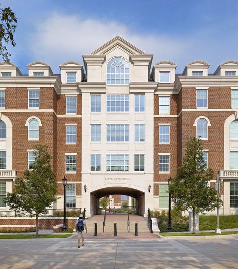 SMU Residential Commons College Exterior, School Exterior, College Building, University Housing, Southern Methodist University, Student Housing, Brick Facade, College Design, College Campus