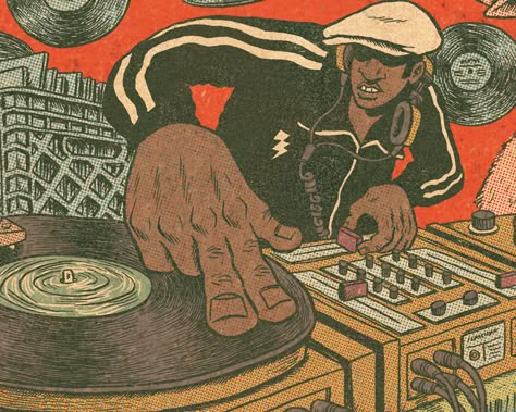 Grandmaster Flash, Arte Jazz, Arte Doodle, Dj Art, Illustration Kunst, Afrocentric Art, Hip Hop Art, Hip Hop Culture, Playlist Covers