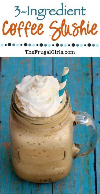 Coffee Slush Recipe! This easy 3-Ingredient frozen treat is SO delicious... the perfect drink to cool you down on a hot day! | TheFrugalGirls.com Frozen Coffee Drinks, Slush Recipes, Frappe Recipe, Slushie Recipe, Frappuccino Recipe, Frozen Coffee, Easy Coffee Recipes, Frugal Girls, Easy Coffee