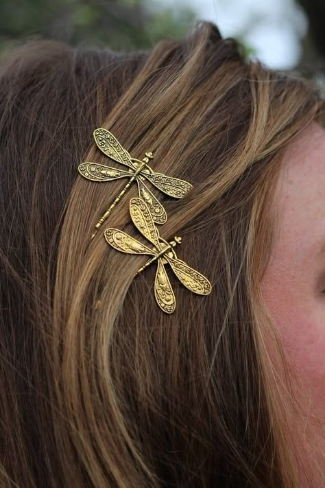 Dragonflies, Golden Dragonfly Bobby Pin Set of Two, Insect Bobby Pins, Gold Dragonfly, Gold Dragonfly Bobby Pins, Dragonfly Hair Accessory Vintage Accessories Jewelry, Bijoux Art Nouveau, Dope Jewelry, Bobby Pin, Funky Jewelry, Jewelry Lookbook, Girly Jewelry, Dream Jewelry, Jewelry Inspo