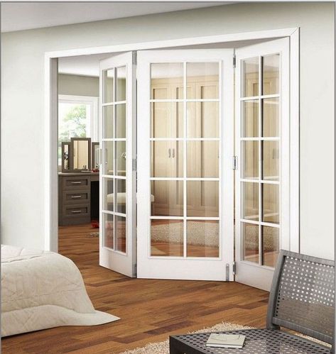 Bifold Interior Doors, Internal Doors Modern, Bifold French Doors, Folding French Doors, Pintu Interior, Sliding French Doors, Folding Glass Doors, Modern Room Divider, Interior Exterior Doors