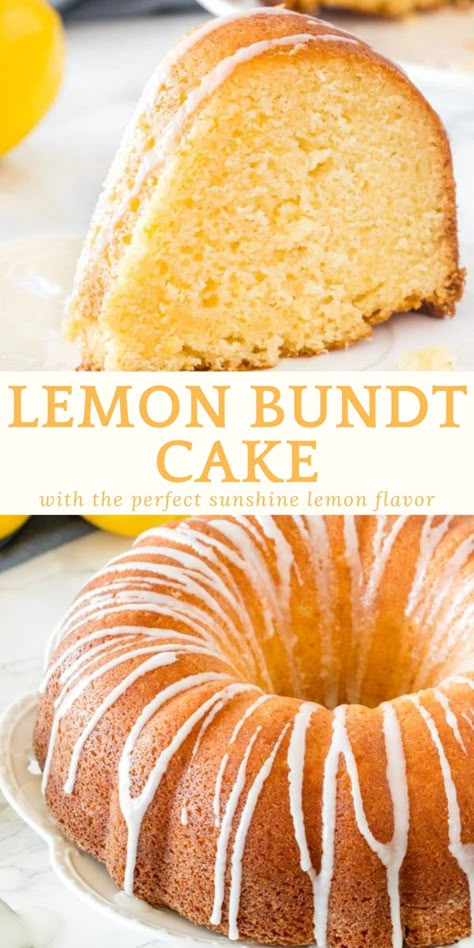 This lemon bundt cake is oh so moist and deliciously buttery with a bright lemon flavor that tastes like sunshine without being too tart or sour #lemon #bundtcake #lemoncake #spring from Just So Tasty https://www.justsotasty.com/lemon-bundt-cake/ Easy Lemon Bundt Cake Recipe, Easy Sheet Cakes, Lemon Blueberry Bundt Cake, Lemon Bundt Cake Recipe, Moist Lemon Cake, Lemon Pound Cake Recipe, Bundt Cake Recipes, Citrus Recipes, Bundt Cake Recipe