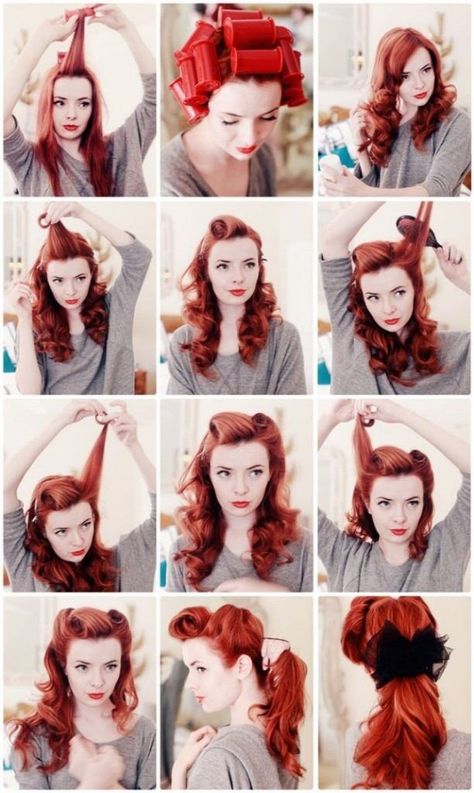 comment se faire une coiffure pin up avec dse victory rolls Retro Ponytail, Cabelo Pin Up, Pinup Hair Tutorial, Rockabilly Mode, Retro Hairstyles Tutorial, 40s Hairstyles, Vintage Hairstyles Tutorial, Ponytail Tutorial, Victory Rolls