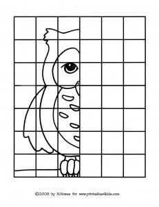 Owl Mirror Image - early elementary practice. (I want to go back and check out this whole board that I pinned this from..good resources) Trin For Trin Tegning, Grid Drawing, Art Sub Plans, Art Handouts, Art Worksheets, Drawing Activities, Classical Conversations, Homeschool Art, Color Worksheets