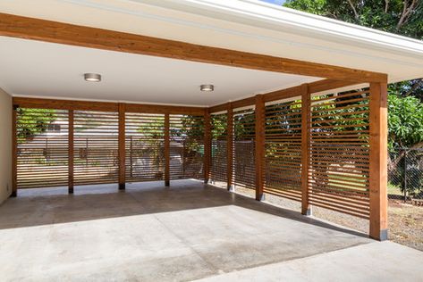 Carport Makeover, Cantilever Carport, Wooden Carports, Modern Carport, Contemporary Garage, Carport Ideas, Diy Carport, Garage Pictures, Car Porch