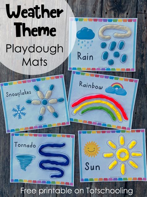 FREE printable weather theme playdough mats for preschool kids to practice weather, vocabulary, science and fine motor skills. Sped Science Lessons, Weather Provocations Preschool, Science Area Preschool Classroom, Weather Activities Preschool Printables Free, Weather Activities For Preschool, Preschool Provocations, Weather Preschool, Weather Kindergarten, Weather Lesson Plans