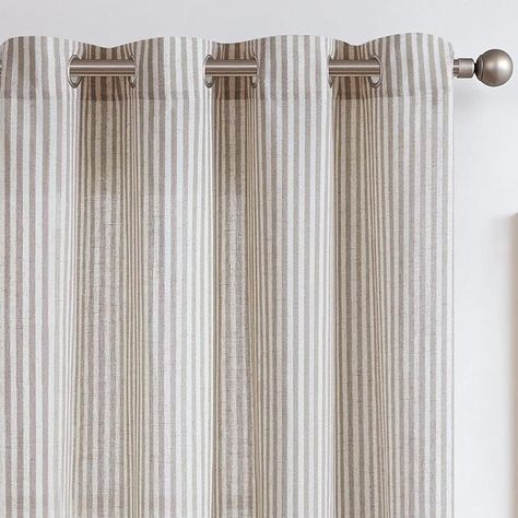 Amazon.com: JINCHAN Linen Curtains 84 Inches Long for Living Room Sage Green Striped Curtains Farmhouse Ticking Stripe Curtains Bedroom Country Rustic Window Pinstripe Print Curtains Grommet 2 Panels Sage on Flax : Home & Kitchen Room Classic Style, Pinstripe Curtains, Living Room Sage Green, Living Room Sage, Room Sage Green, Ticking Stripe Curtains, Pattern Curtains, Drop Light, Farmhouse Light