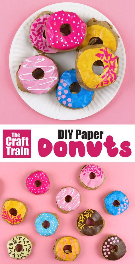 Donuts Crafts Preschool, Doughnut Craft Preschool, Donut Shop Dramatic Play Free Printables, Play Shop Diy, Donuts Paper Craft, Paper Donut Craft, Donut Crafts Preschool, Pretend Candy Diy, Preschool Donut Craft