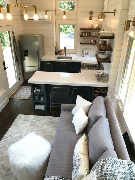 Our Tiny House on Wheels on 100 Days of Real Food Design Casa Piccola, Tiny House Furniture, Tiny House Interior Design, Tiny House Inspiration, Tiny House Kitchen, Tiny House Movement, Tiny Spaces, Tiny House Interior, Tiny House Living