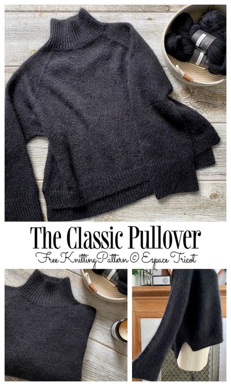 Mock Neck Sweater Knitting Pattern, Dk Knit Cardigan Pattern, Espace Tricot Patterns Free, Crochet Turtleneck Free Pattern, Mock Neck Knit Sweater Pattern Free, Pull Over Knitting Pattern, Dk Sweater Knitting Pattern Free, Knit Drop Shoulder Sweater Pattern, Free Womens Knitting Patterns Sweaters