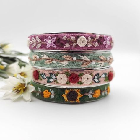 Bracelet Embroidery, Hand Embroidered Necklace, Fabric Cuff Bracelet, Cross Stitch Necklace, Embroidered Bracelet, Embroidery Bracelets, Fabric Bracelets, Unique Jewelry Gifts, Embroidered Gifts