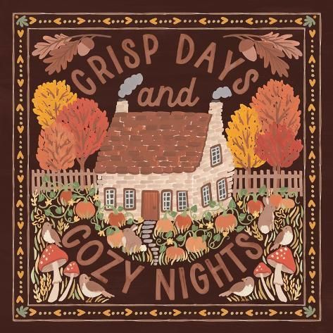 size: 12x12in Art Print: Autumn Days IV Dark by Laura Marshall : Dinosaur Room Decor, Dinosaur Room, Autumn Days, Wall Art Plaques, Chalkboard Art, Iron Wall Art, Giclee Art, Online Art Store, Wall Art Designs